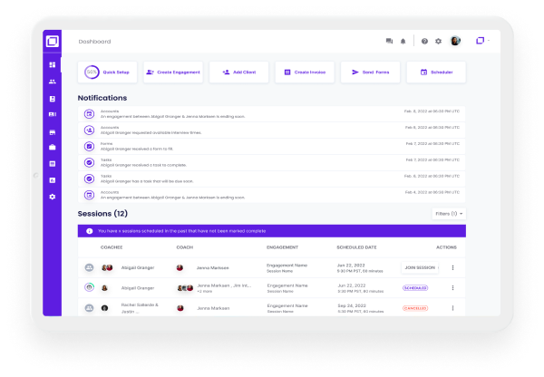 Coaching.com Summit -  pages software lp dashboard